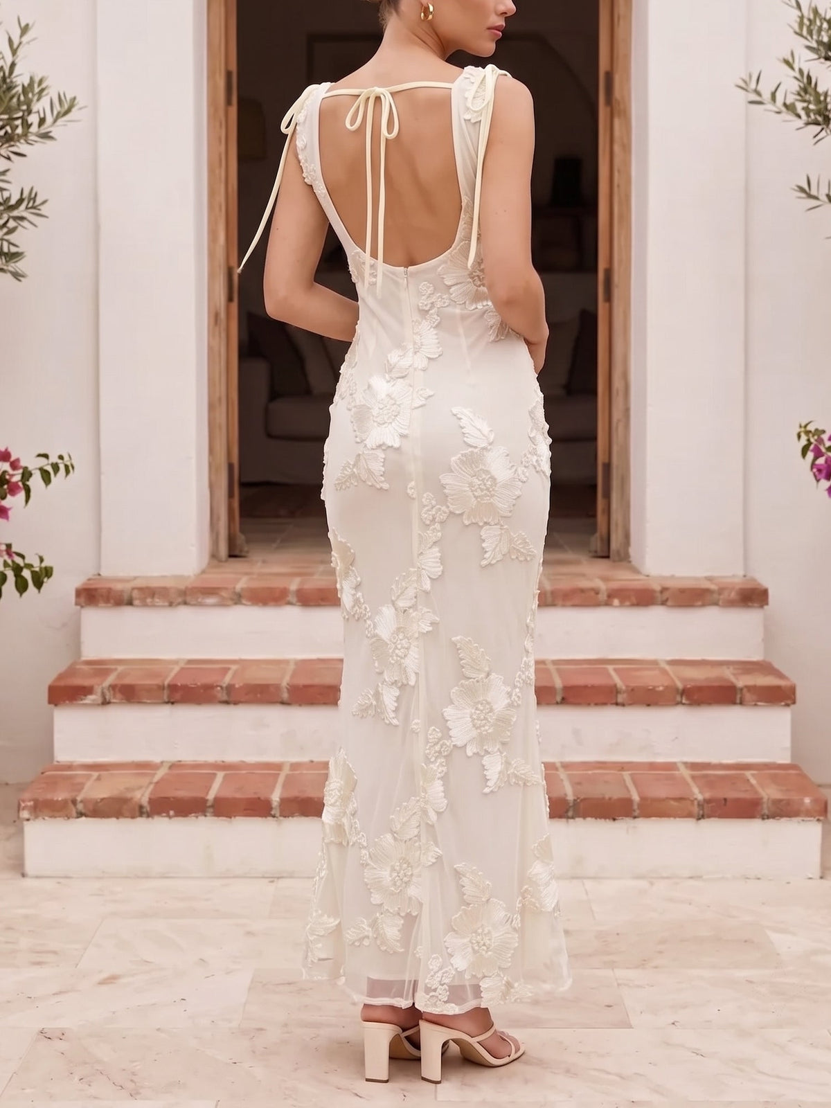 Cowl Neck Floral Bodycon Maxi Dress Evening Gown