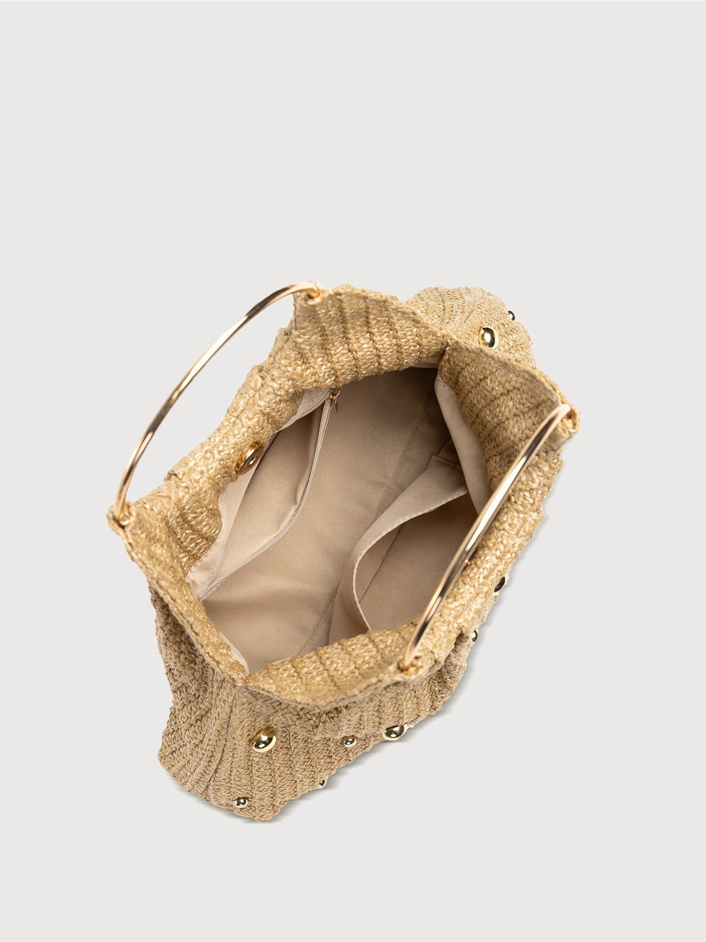 Straw-Woven Alloy Decor Handbags Clutch Bags