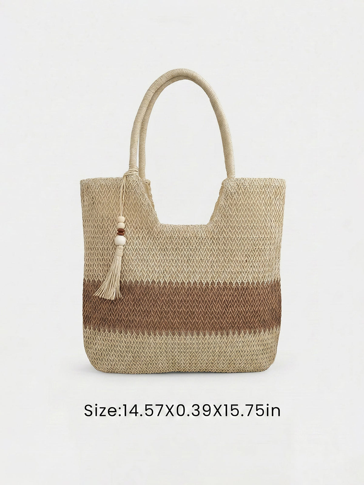 Colorblock Beach Vacation Straw Tote Bag