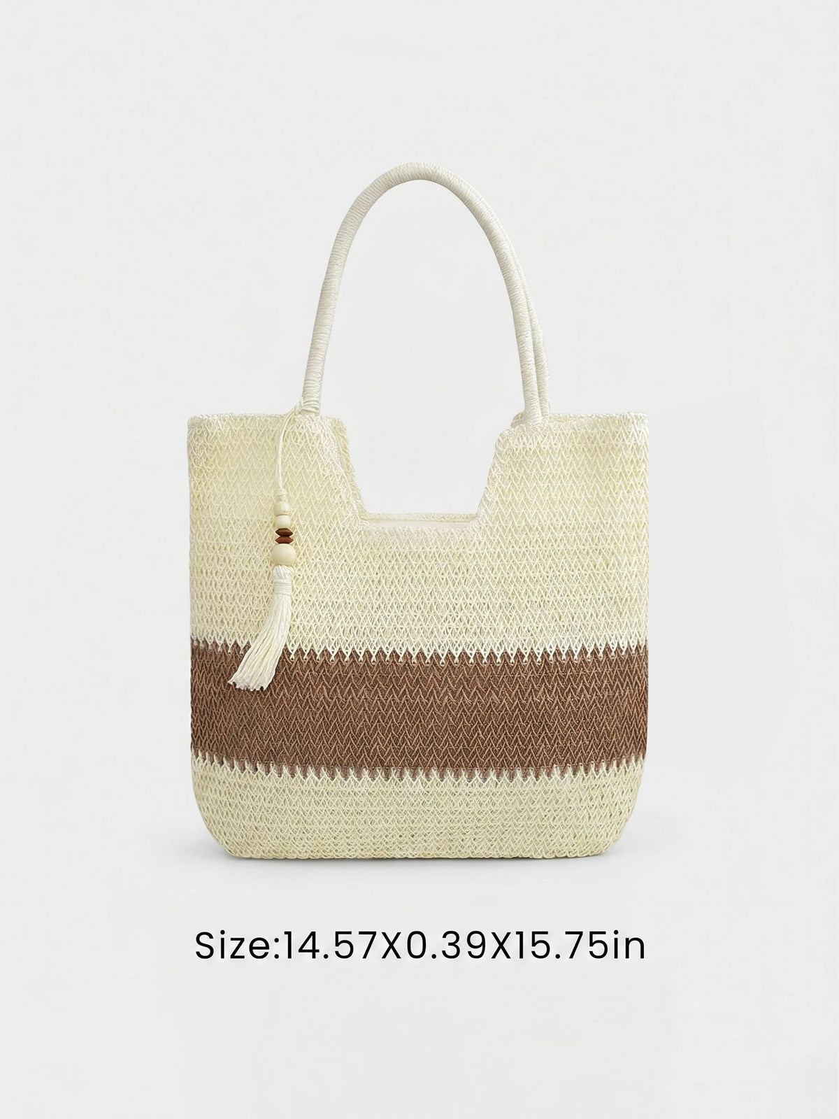Colorblock Beach Vacation Straw Tote Bag