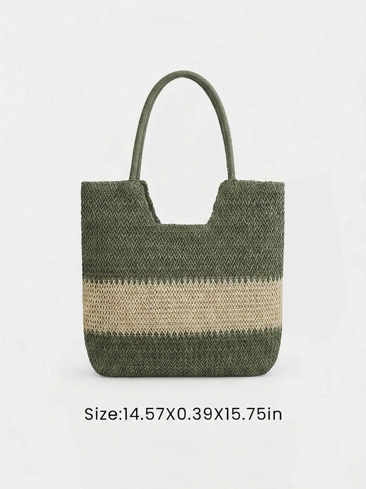Colorblock Beach Vacation Straw Tote Bag