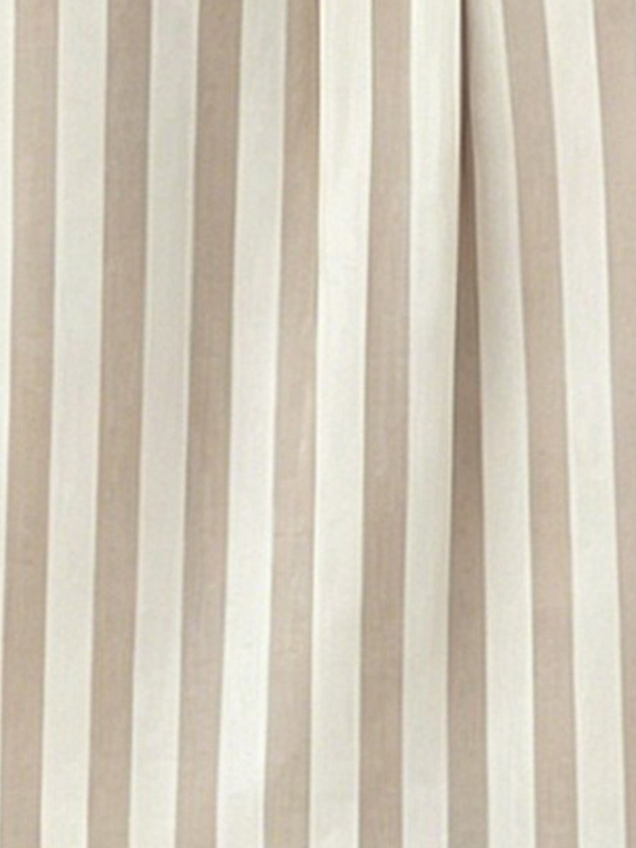 Notch Neck Buttoned Striped Long Sleeve Work Blouse