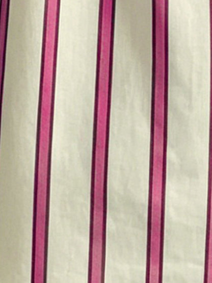 Striped Lantern Sleeves Collared Casual Blouse