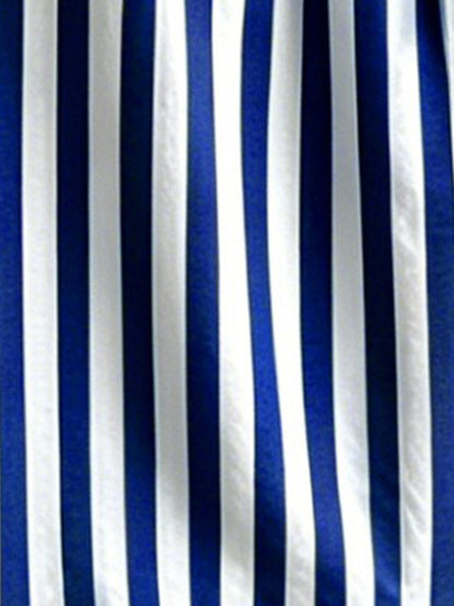 Striped Ruffled Cropped Three-Quarter Sleeve Blouse