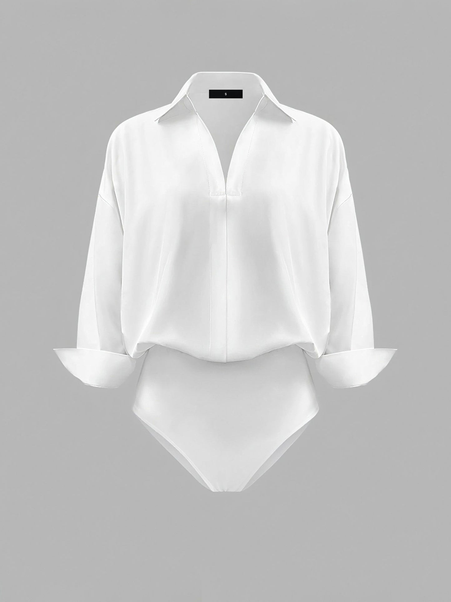 Lapel 3/4 Sleeves Solid Color Work Office Bodysuit