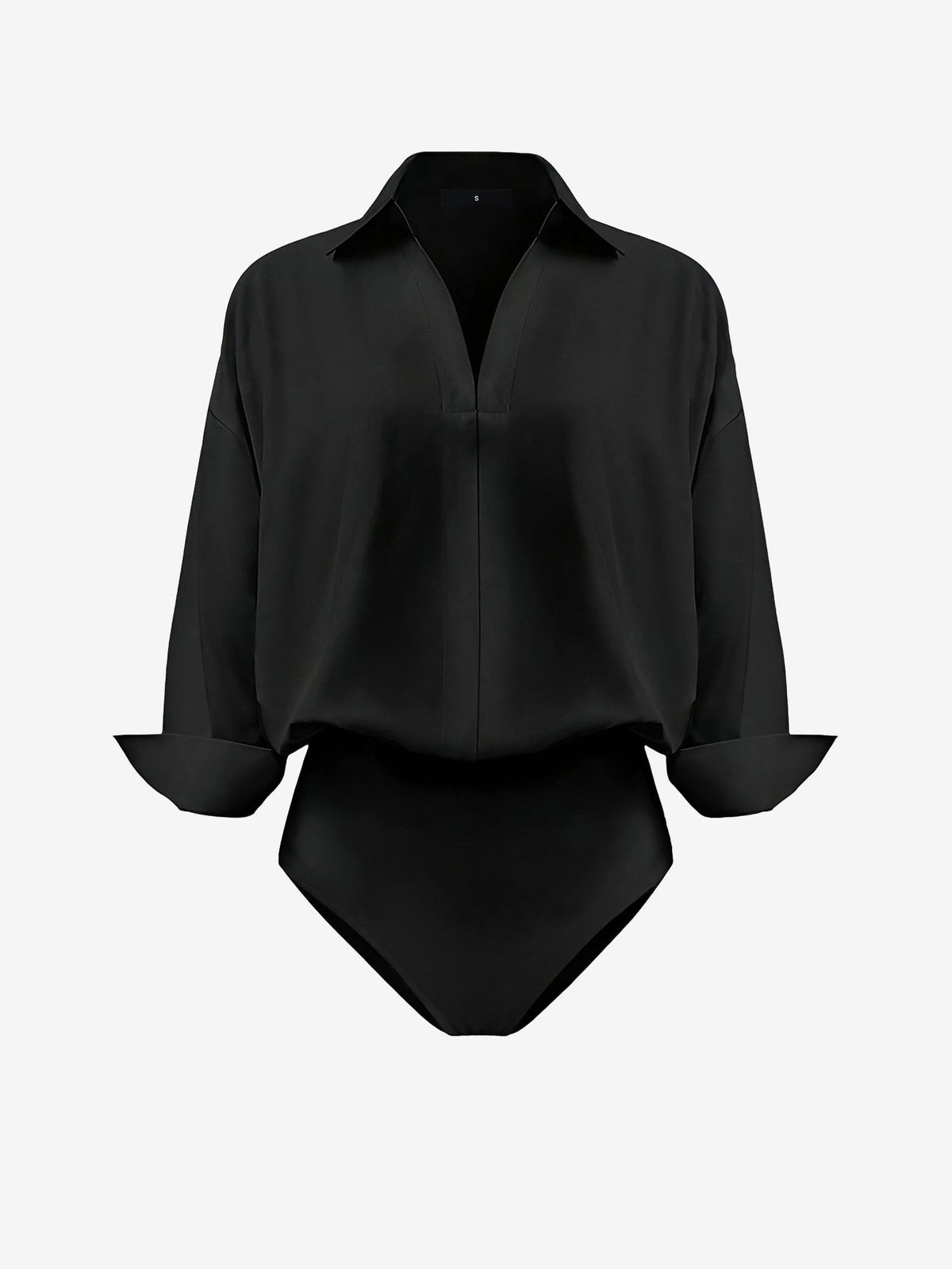 Lapel 3/4 Sleeves Solid Color Work Office Bodysuit