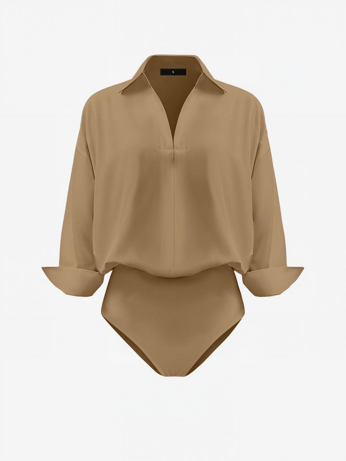 Lapel 3/4 Sleeves Solid Color Work Office Bodysuit