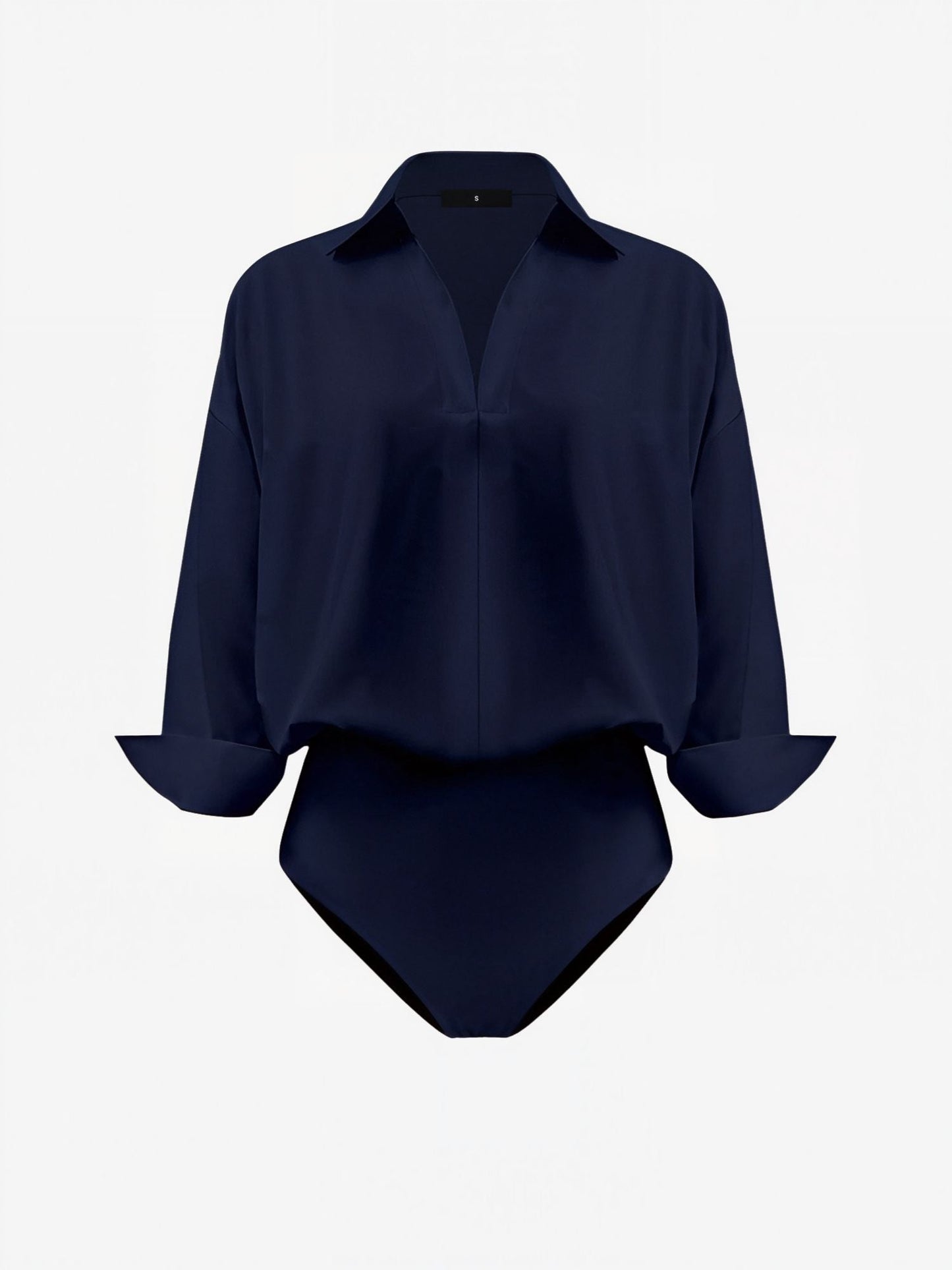 Lapel 3/4 Sleeves Solid Color Work Office Bodysuit