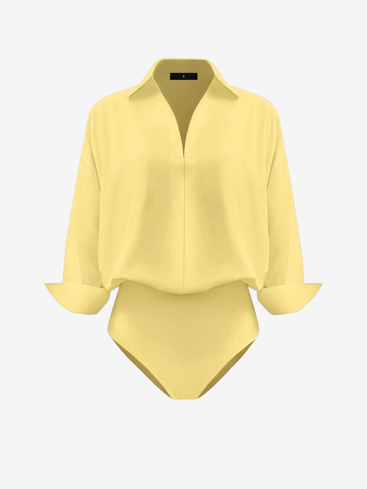 Lapel 3/4 Sleeves Solid Color Work Office Bodysuit