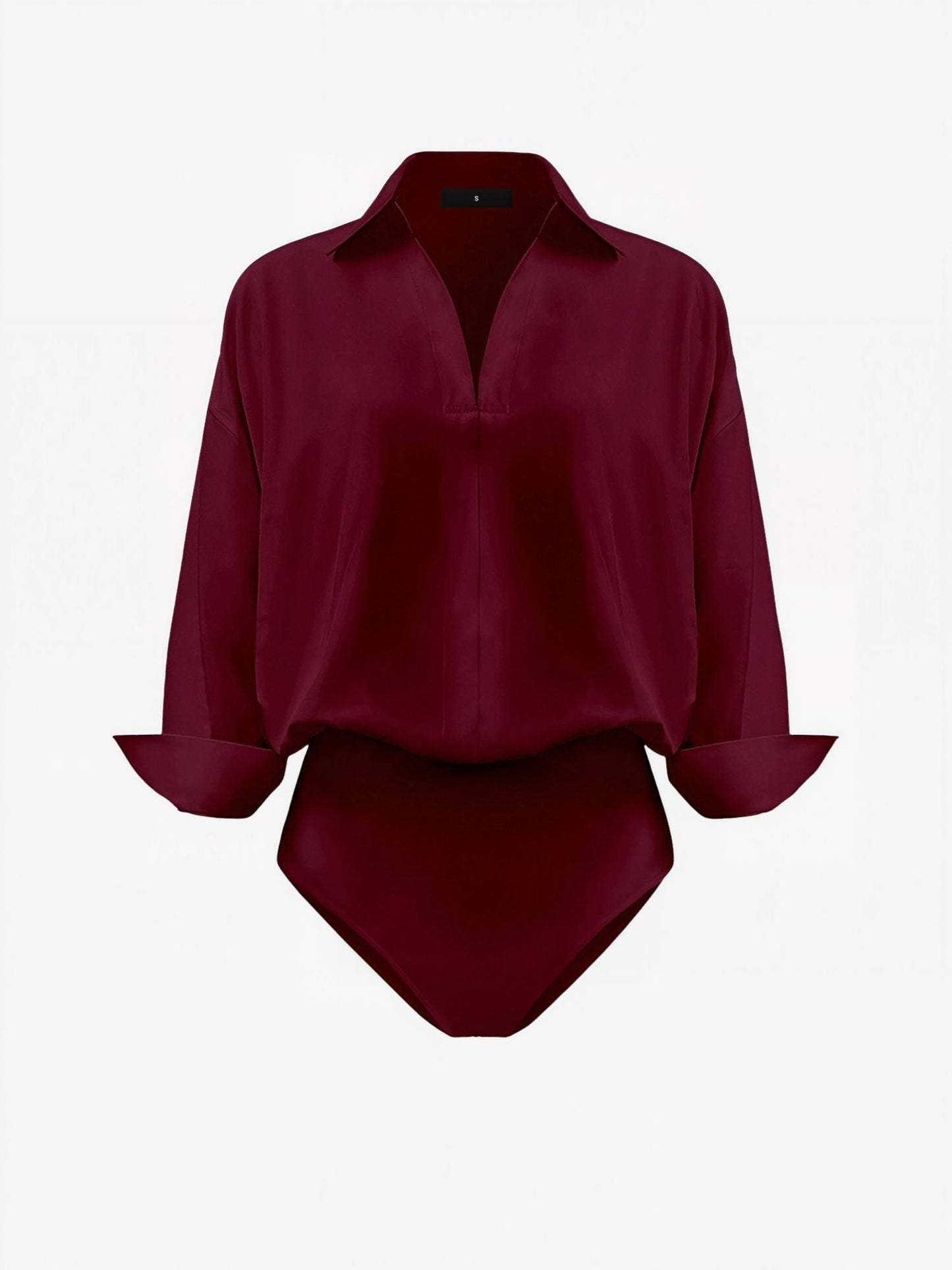 Lapel 3/4 Sleeves Solid Color Work Office Bodysuit