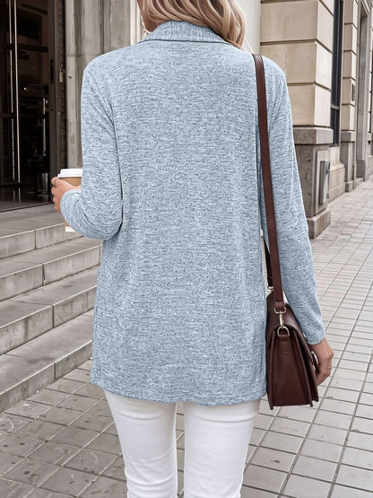 Casual Pocketed Long Sleeve Open Front Jacket