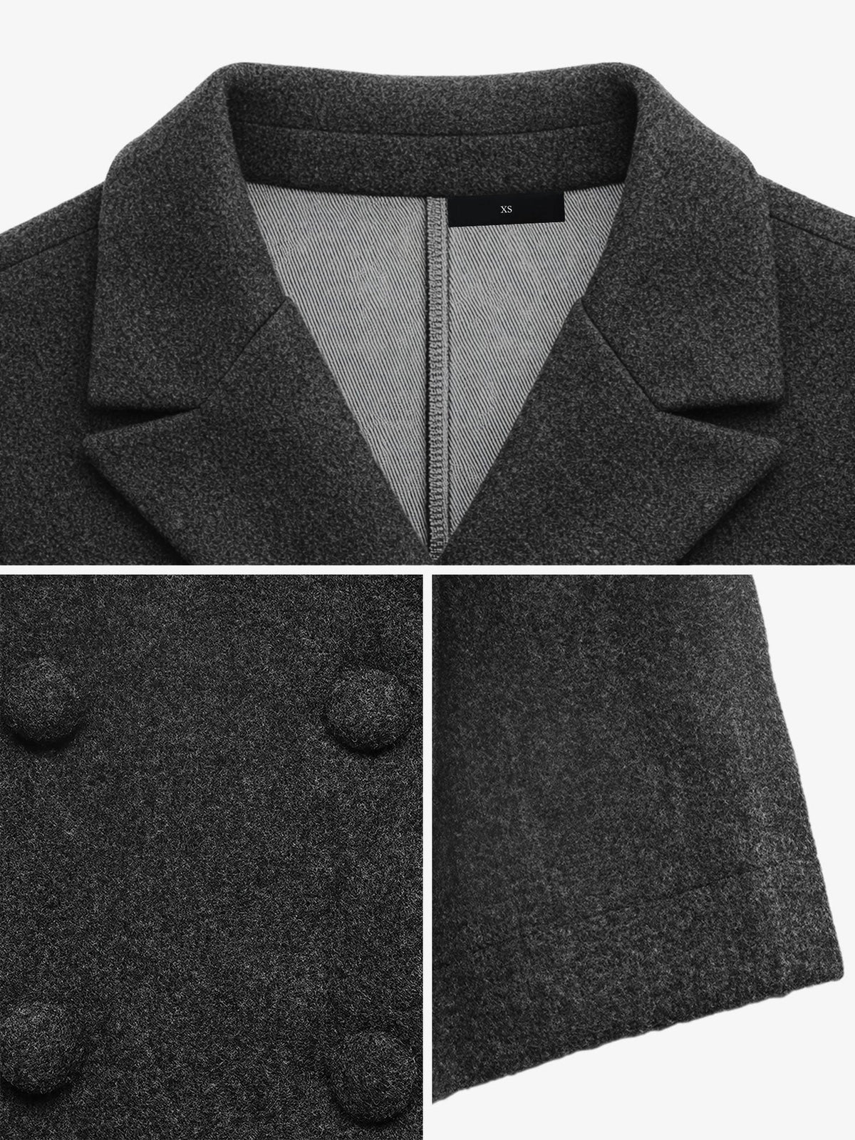 Notched Lapel Double Breasted Peplum Pea Coat