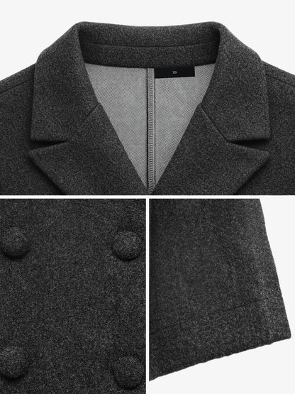 Notched Lapel Double Breasted Peplum Pea Coat