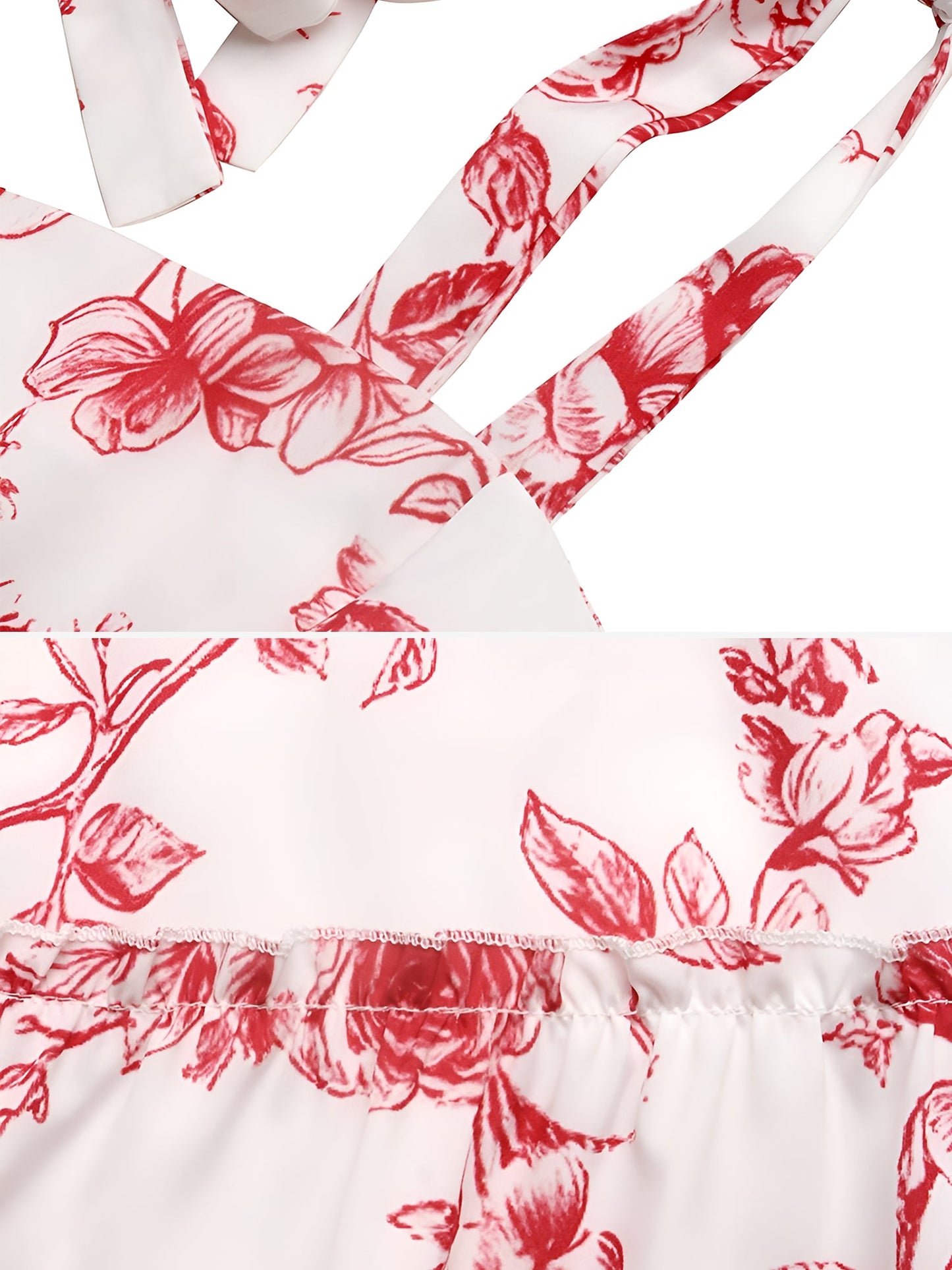 Lace-Up Straps Floral Sleeveless Tiered Maxi Dress