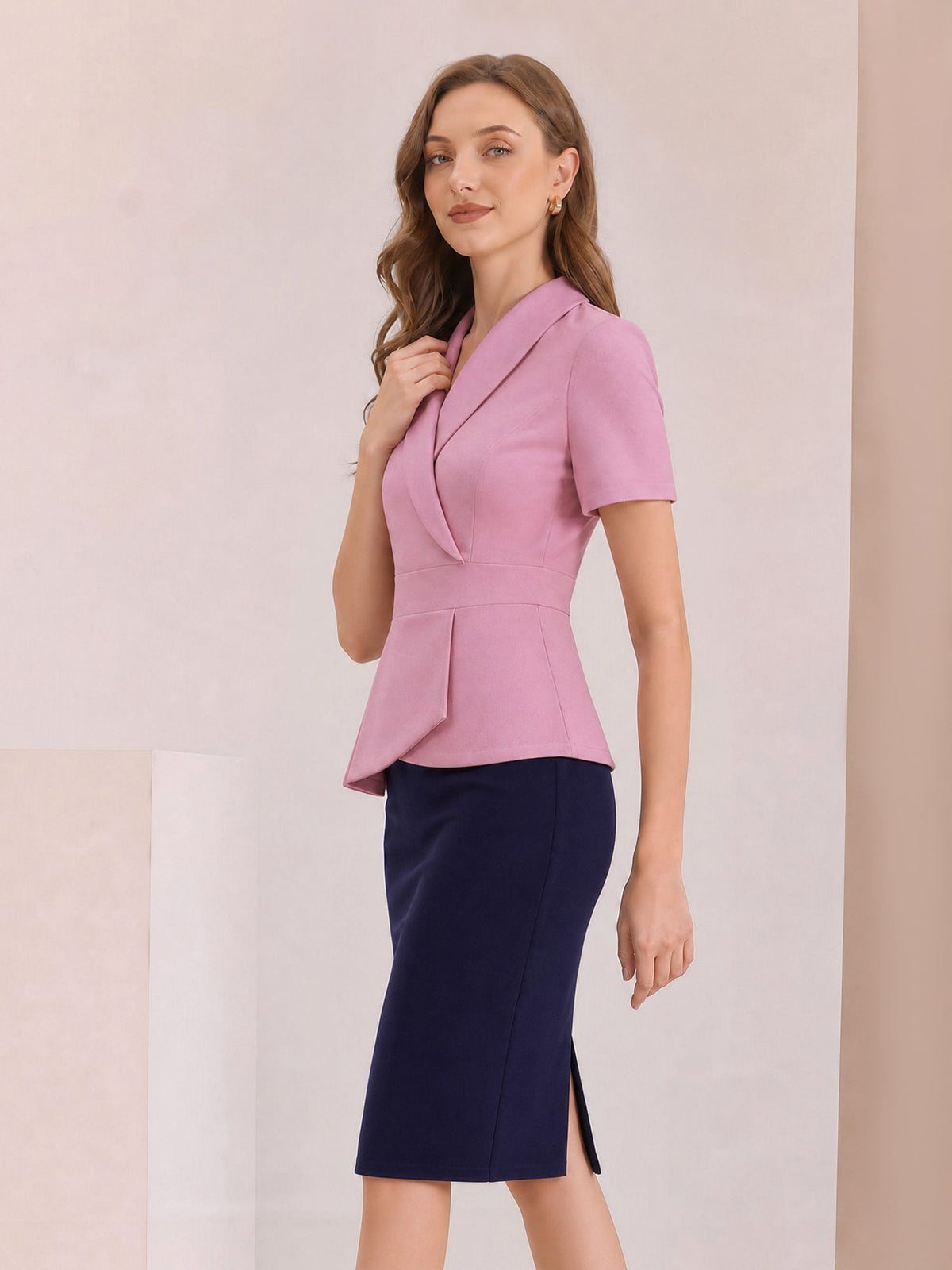 Colorblock Patchwork Short Sleeves Midi Sheath Dress