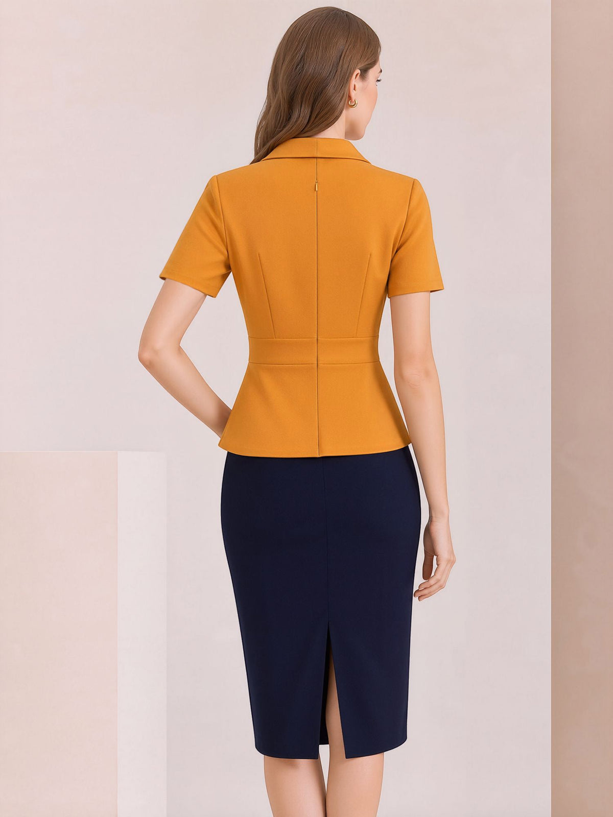 Colorblock Patchwork Short Sleeves Midi Sheath Dress