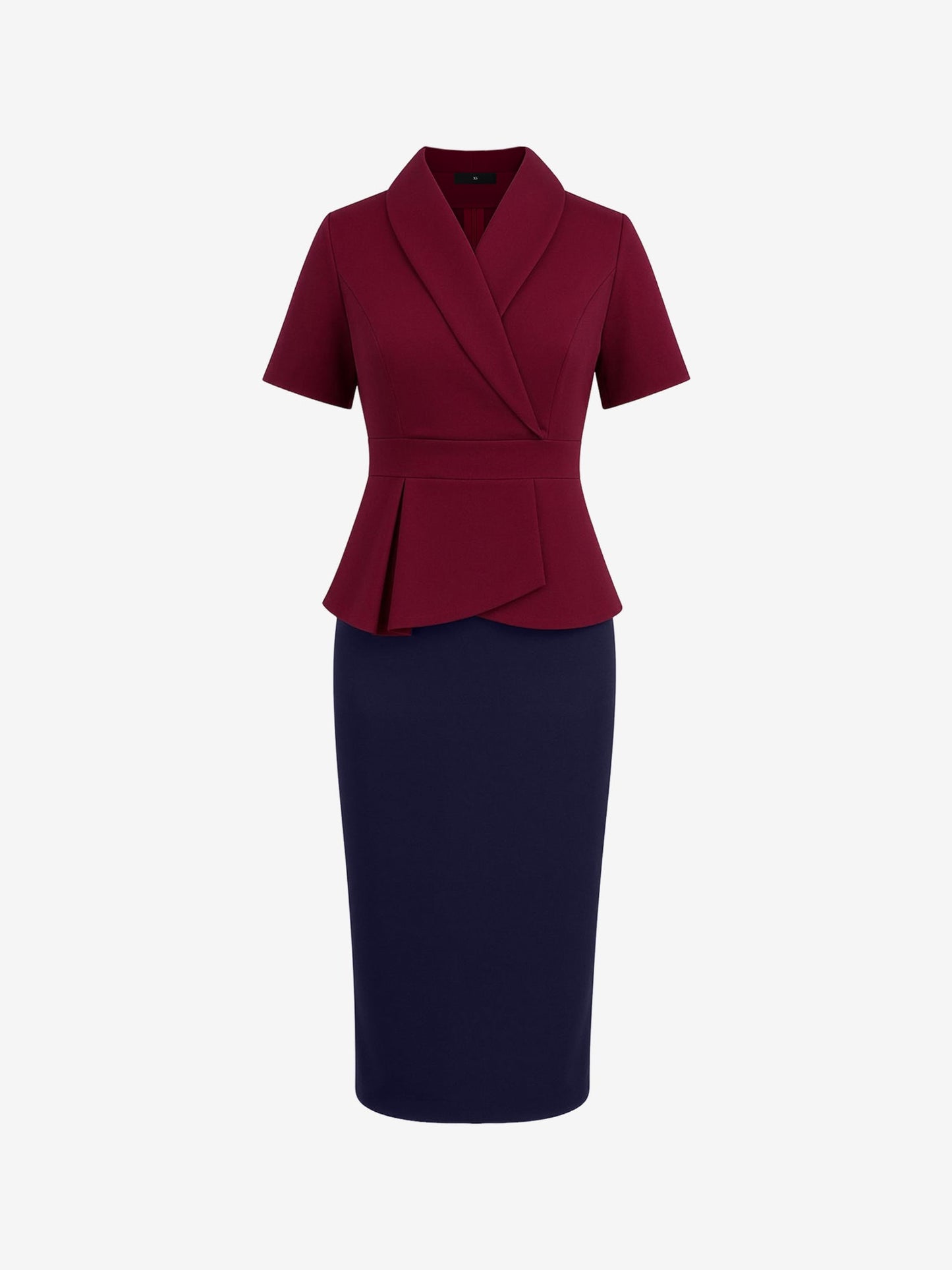 Colorblock Patchwork Short Sleeves Midi Sheath Dress