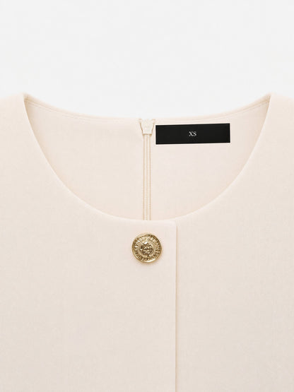 Fake Two-Piece Belted Midi Pleated Work Dress