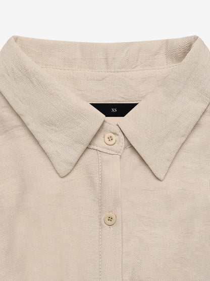 Solid Color Button Down Midi Shirt Dress