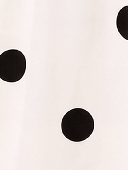 Polka Dots High Waist Buttoned A-Line Midi Skirt
