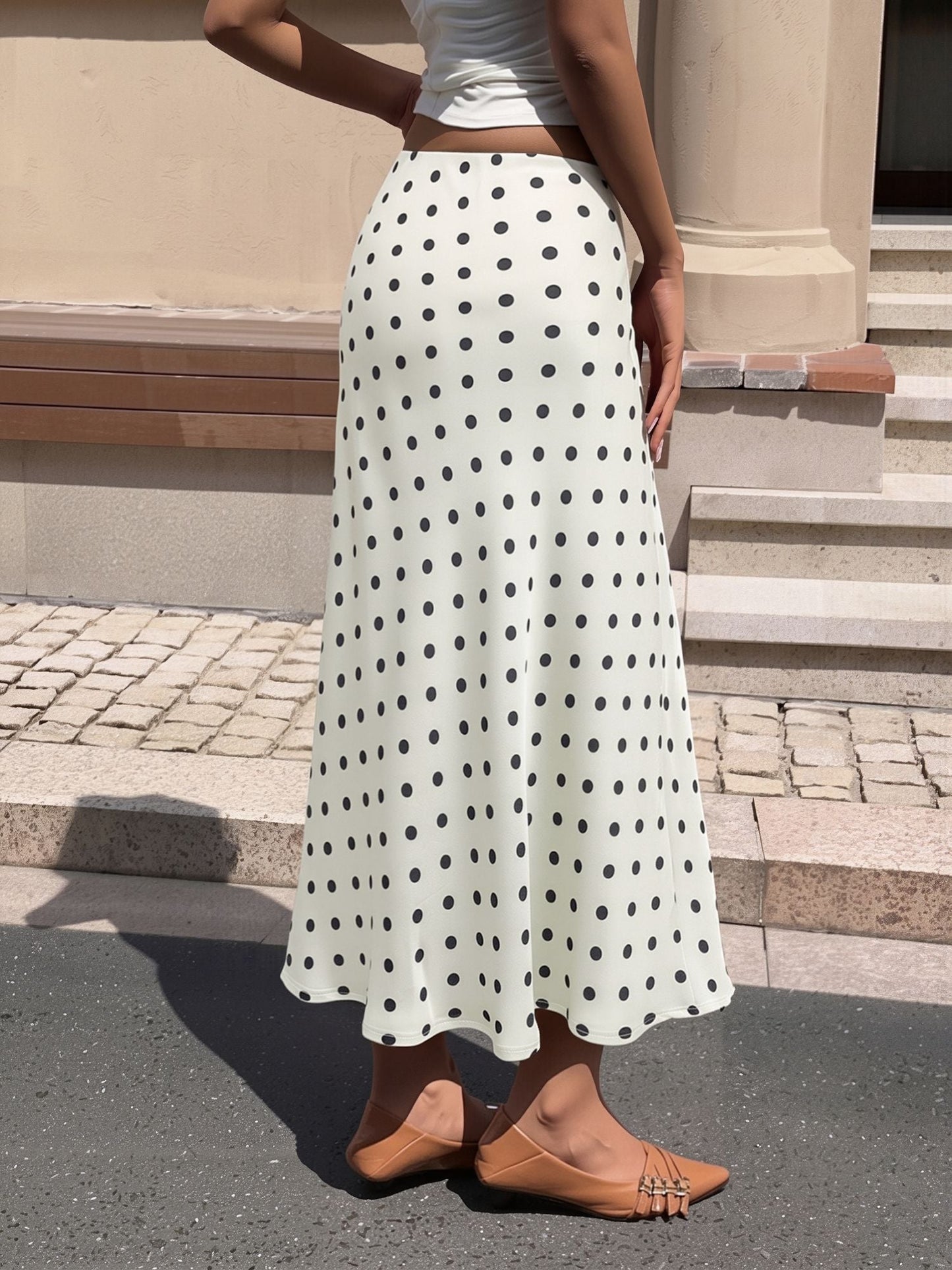 Retro Style Polka Dot Midi Fishtail Skirt
