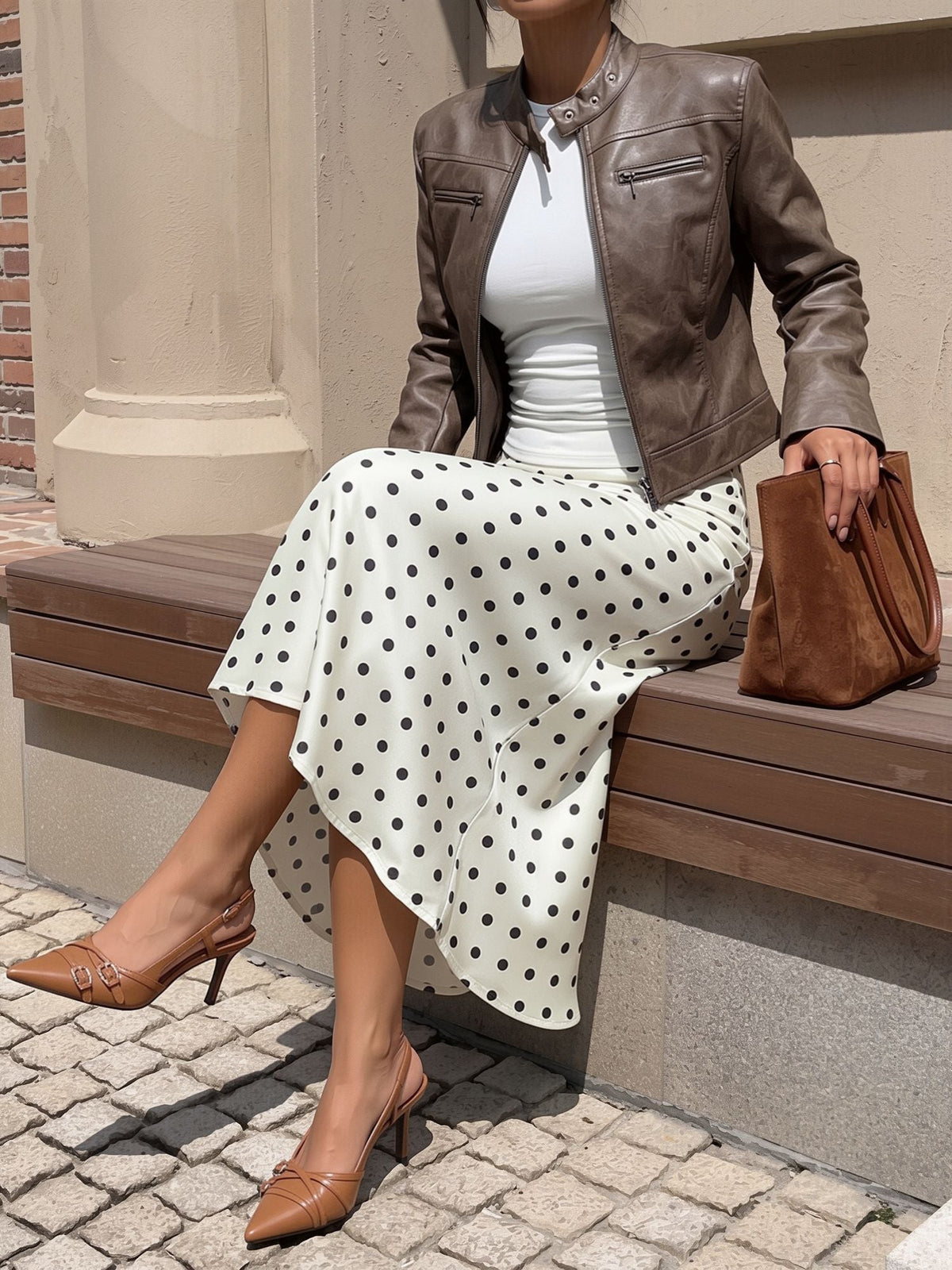 Retro Style Polka Dot Midi Fishtail Skirt