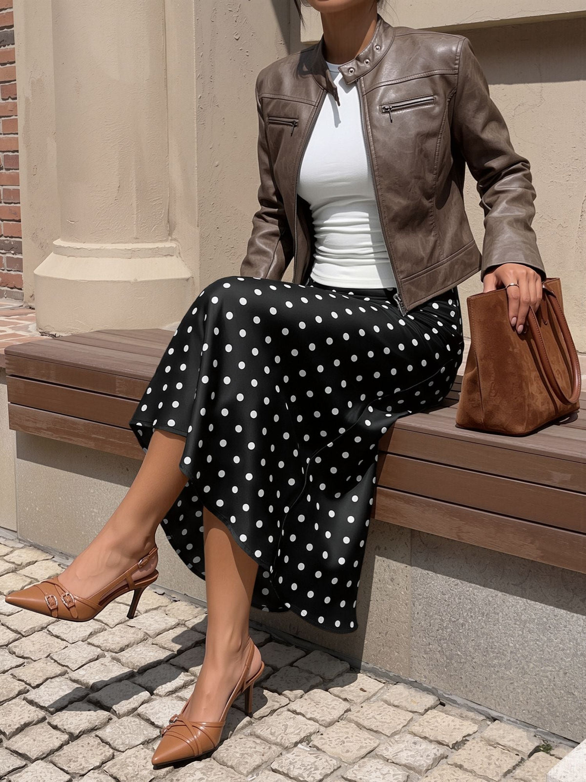 Retro Style Polka Dot Midi Fishtail Skirt