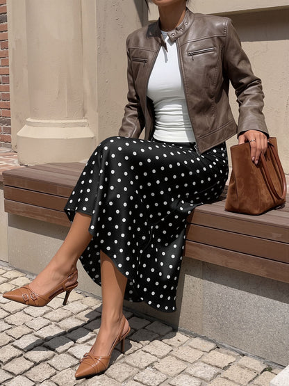 Retro Style Polka Dot Midi Fishtail Skirt