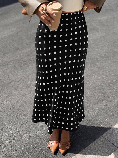 Retro Style Polka Dot Midi Fishtail Skirt