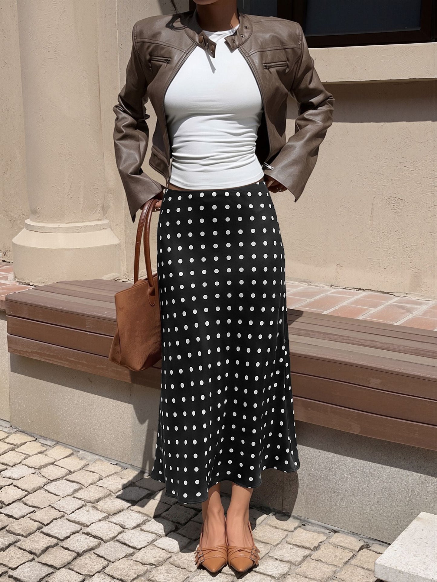 Retro Style Polka Dot Midi Fishtail Skirt