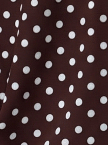2 Pieces Polka Dots Print Casual Long Sleeve Sweatshirt and Trousers Pants Matching Set