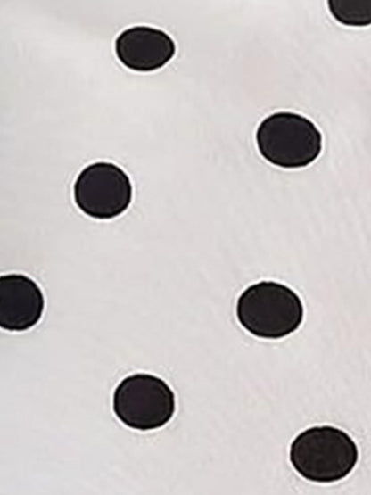 Mock Neck Sheer Polka Dot Long Sleeve Blouse