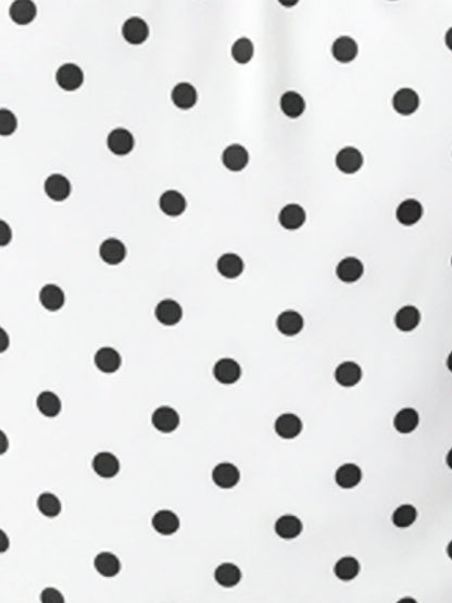 Polka Dots Ruched Halter Neck Sleeveless Blouse