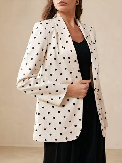 Shawl Collar Long Sleeves Polka Dots Business Casual Blazer