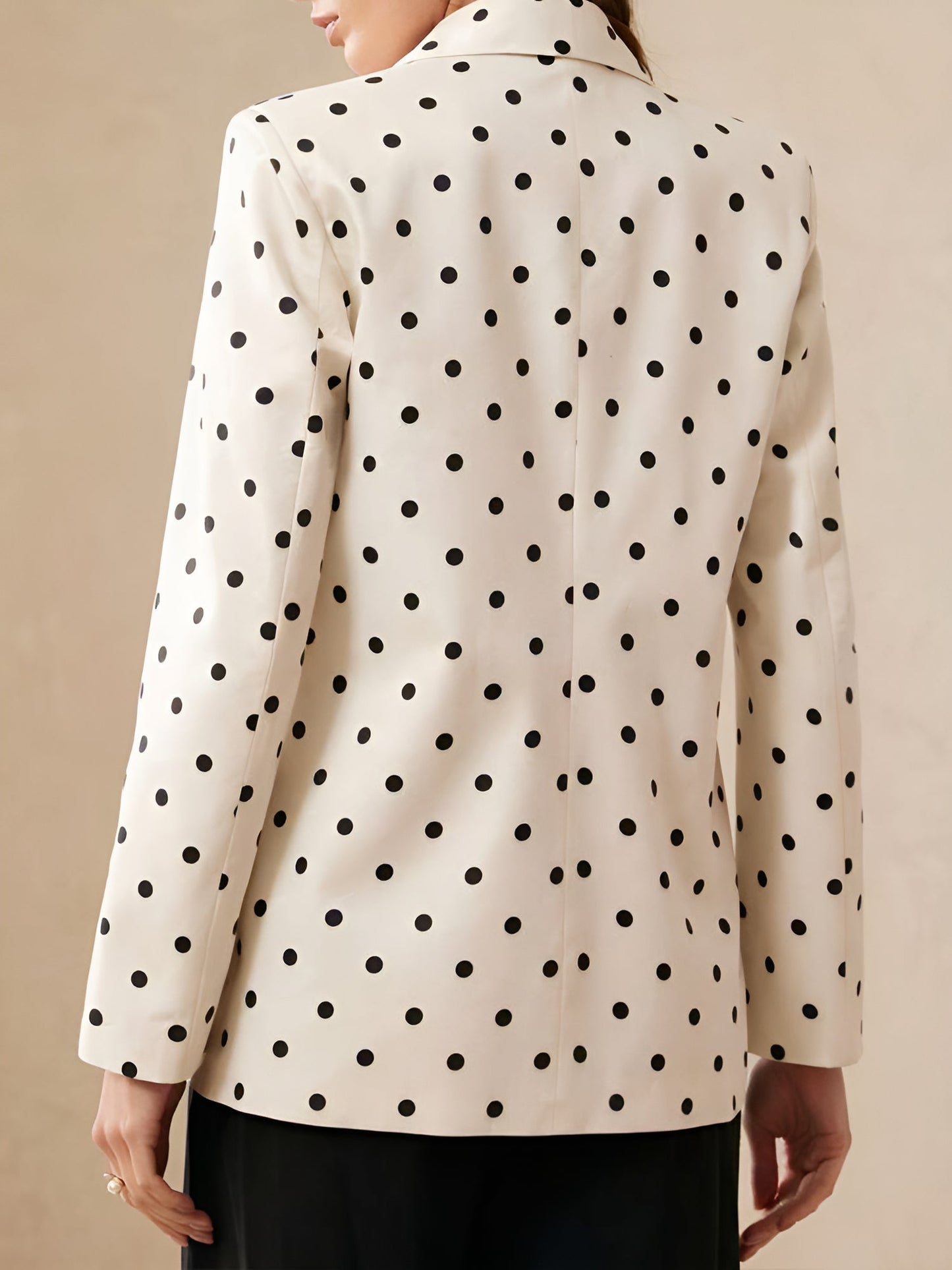 Shawl Collar Long Sleeves Polka Dots Business Casual Blazer