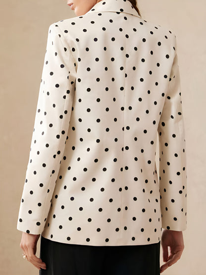 Shawl Collar Long Sleeves Polka Dots Business Casual Blazer