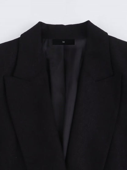 Notched Lapel Rolled Sleeves One Buttoned Blazer
