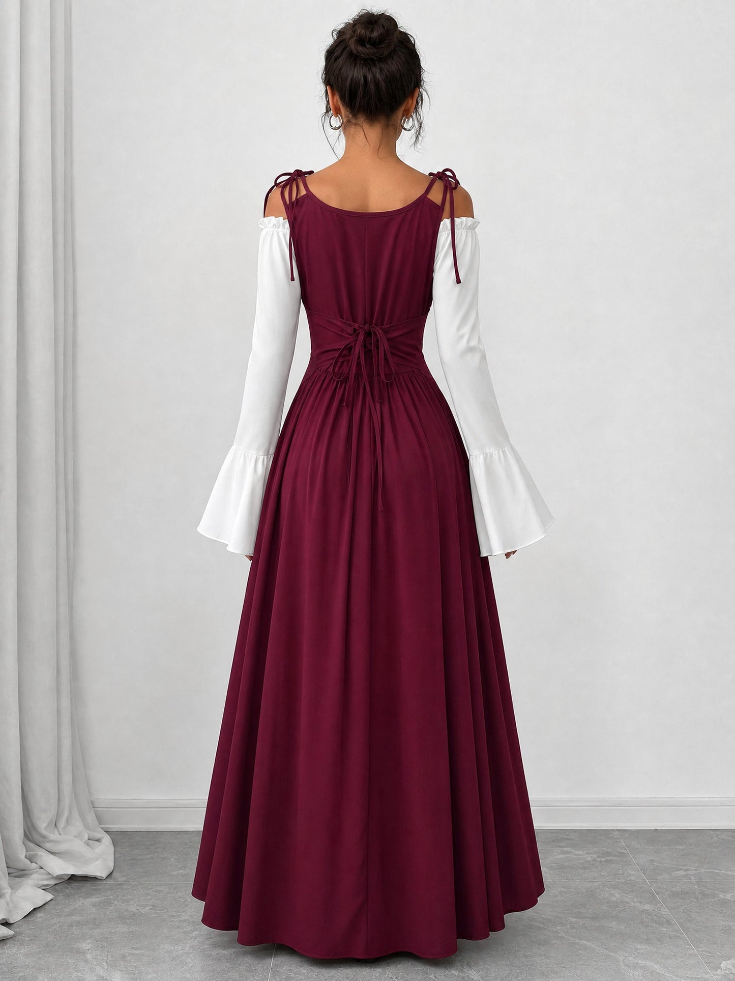 Halloween Costume Colorblock Retro Renaissance Dress