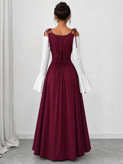 Halloween Costume Colorblock Retro Renaissance Dress