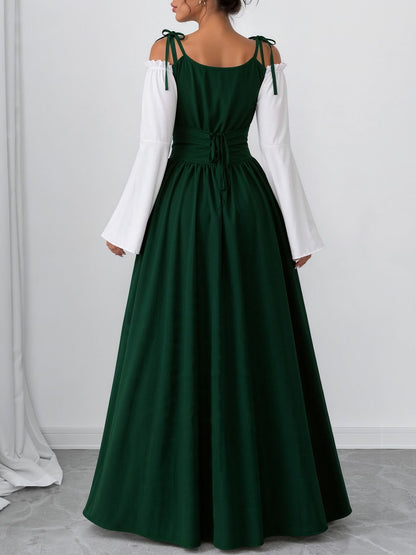 Halloween Costume Colorblock Retro Renaissance Dress