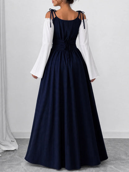 Halloween Costume Colorblock Retro Renaissance Dress