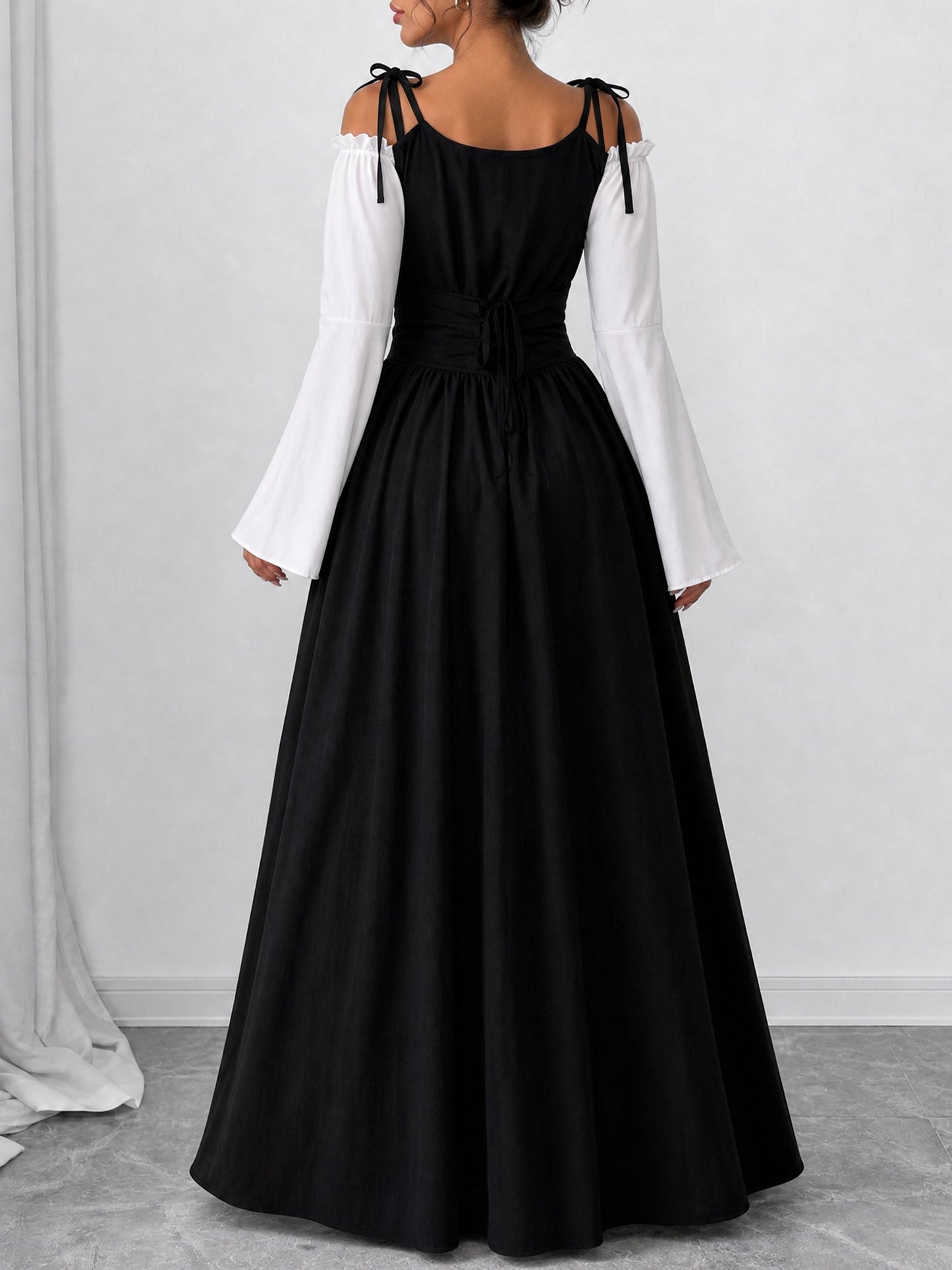 Halloween Costume Colorblock Retro Renaissance Dress