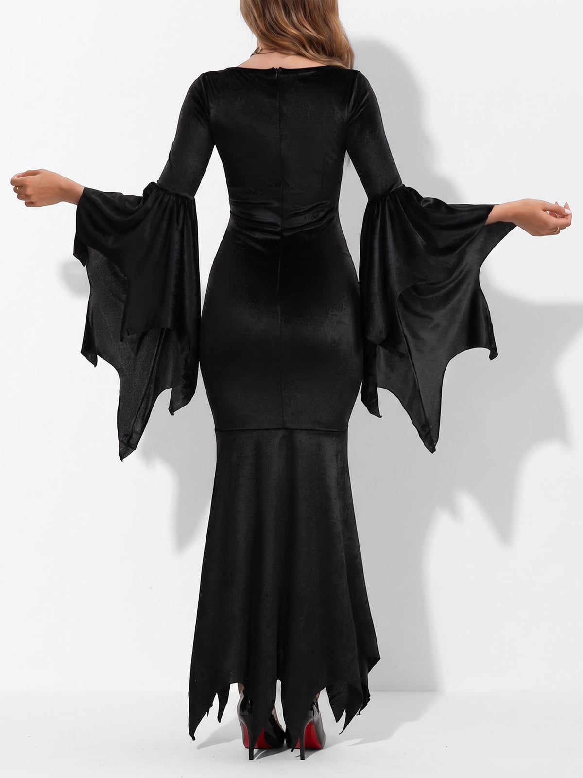 Halloween Gothic Witch Vampire Costume Velvet Maxi Dress