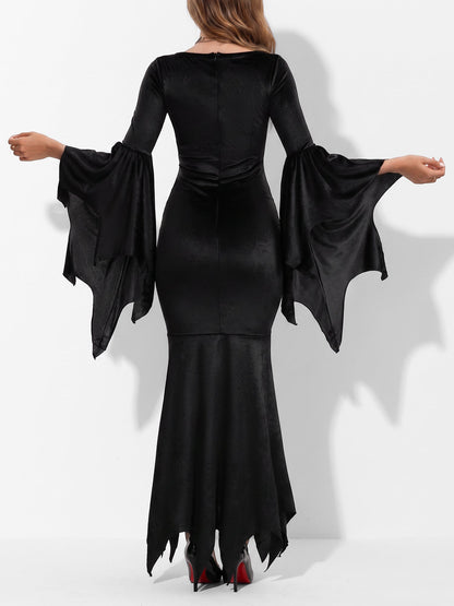 Halloween Gothic Witch Vampire Costume Velvet Maxi Dress