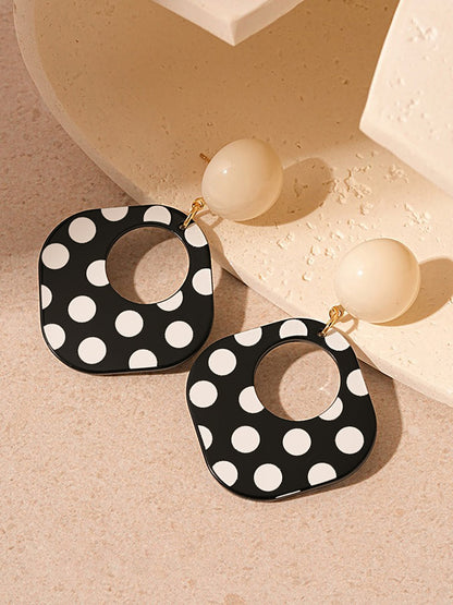 Square Shape Polka Dots Colorblock Earrings