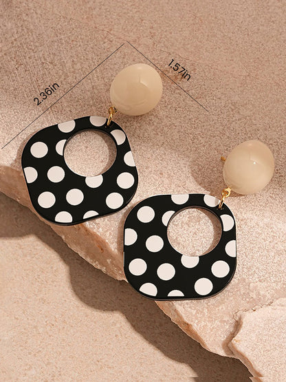 Square Shape Polka Dots Colorblock Earrings