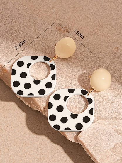 Square Shape Polka Dots Colorblock Earrings