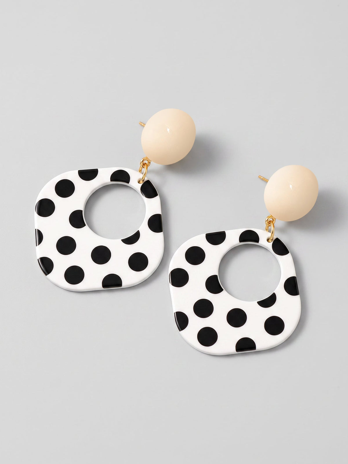 Square Shape Polka Dots Colorblock Earrings