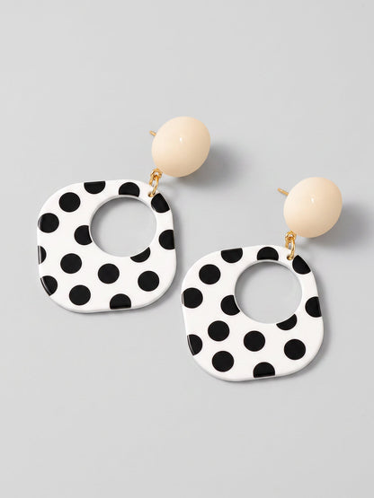Square Shape Polka Dots Colorblock Earrings