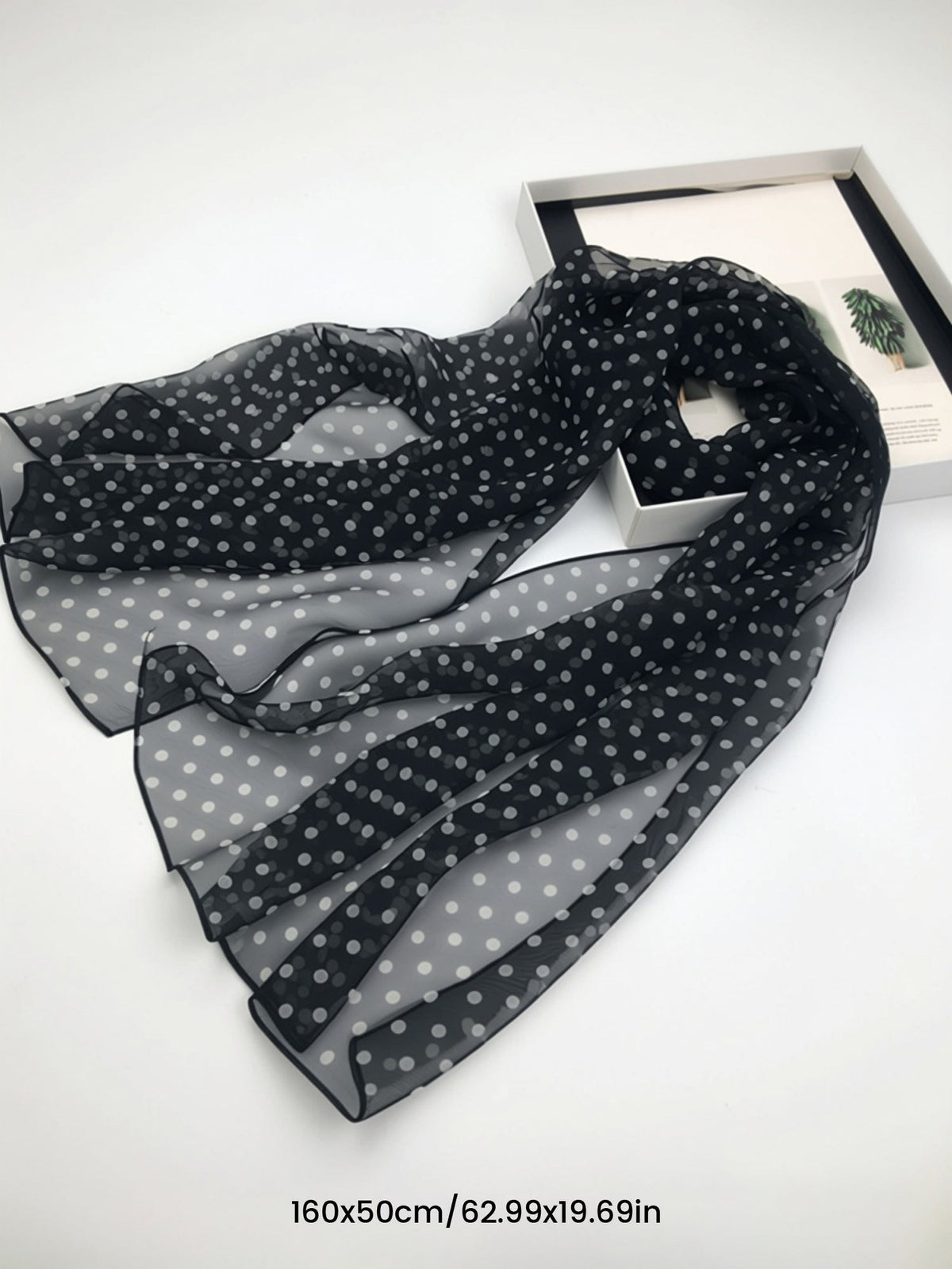 Polka Dot Chiffon Semi-Sheer Long Scarf
